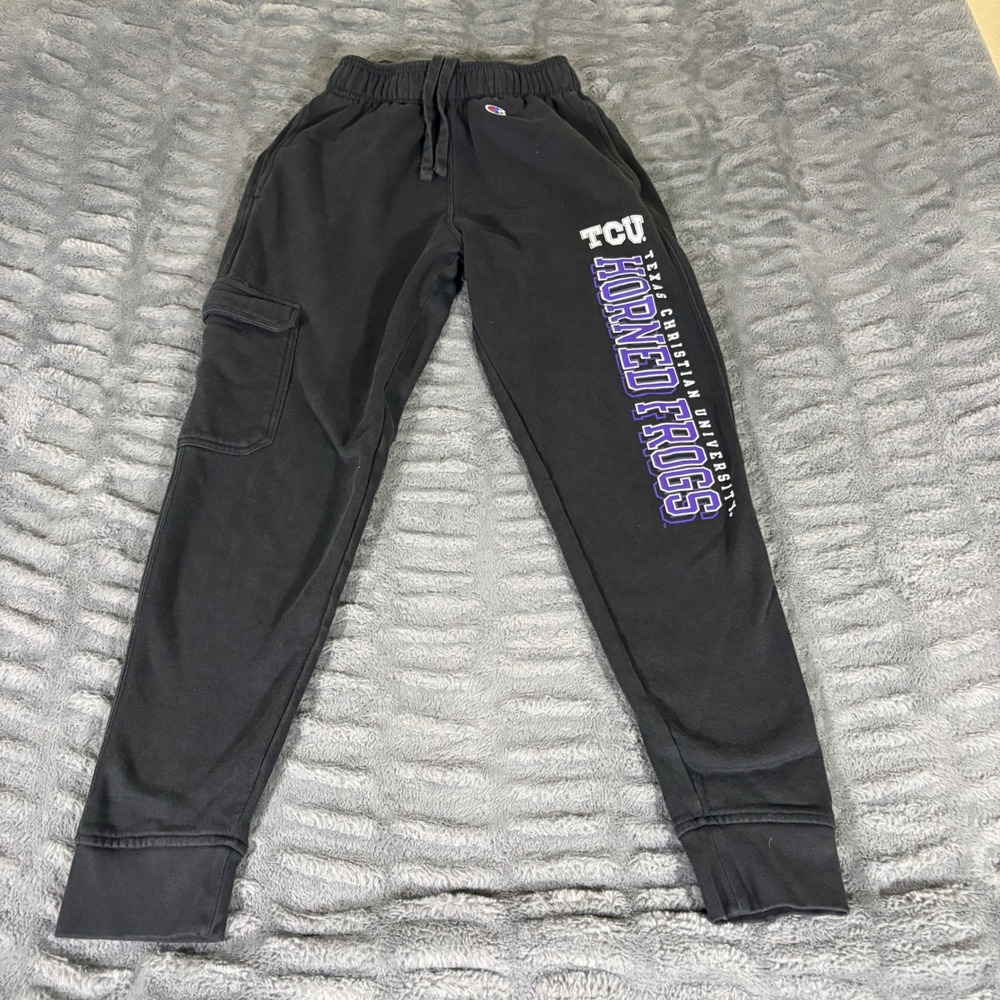 Champion TCU Horned Frogs Black Cargo Jogger Sweatpants Small Collegiate NCAA